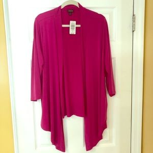 Fuschia Dress Hi/Low Drapey Cardigan
